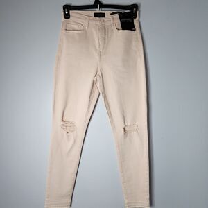 BANANA REPUBLIC Light Pink High Rise Skinny Ankle Stretchy Jeans 28 NWT Raw Hem
